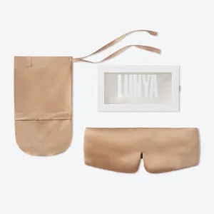 Lunya Weighted Silk Sleeping Mask with Pouch and Box – Washable Eye Cover – Gentle Pressure for Relaxation – Hushed Tan – Large