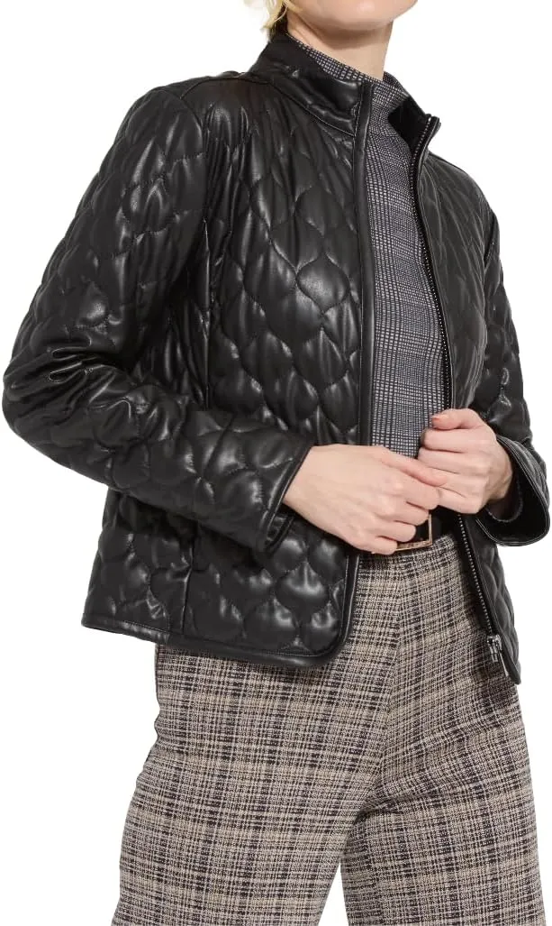 Lyssé Brooklyn Vegan Leather Jacket – Faux Leather Jacket for Women, Lightweight & Unlined Womens Quilted Jacket