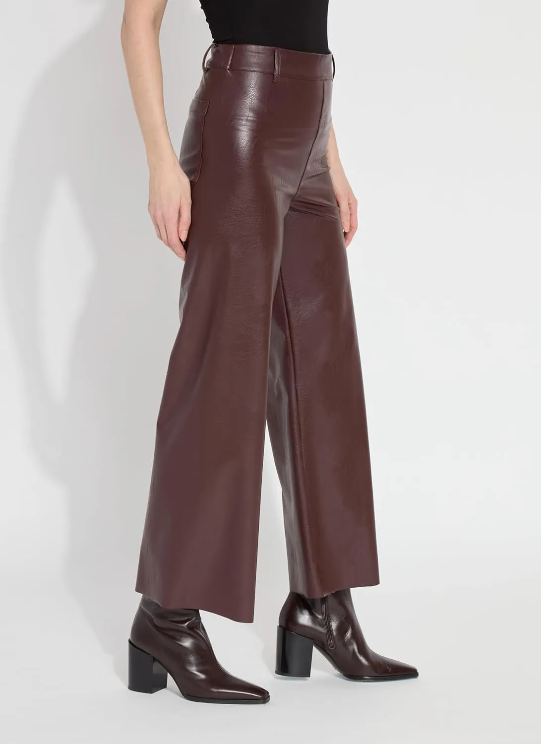 Lyssé Vegan Leather Wide Leg Pants – Faux Leather Pants for Women and High Waisted Ankle Pants