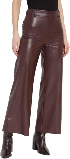 Lyssé Vegan Leather Wide Leg Pants – Faux Leather Pants for Women and High Waisted Ankle Pants