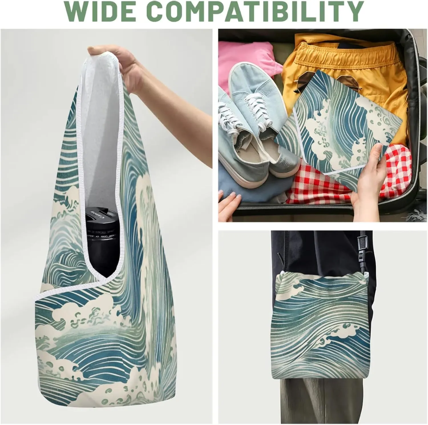 Magic Cosmetics Pouch Ocean Water Theme Self-Adhesive Camera Cover Cloth Protective Foldable Makeup Bag for Lens Cat Makeup Bag 21.7x21.7