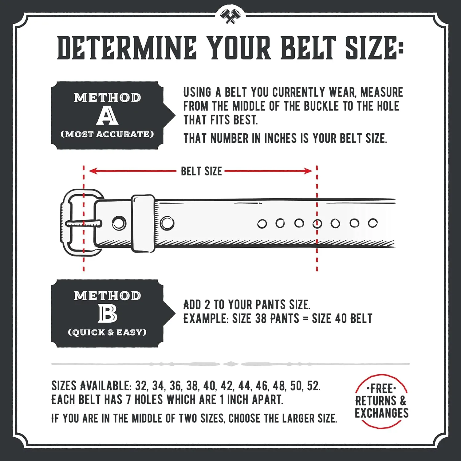Main Street Forge The Bootlegger Leather Belt | Made in USA | Full Grain Leather | Mens Belt