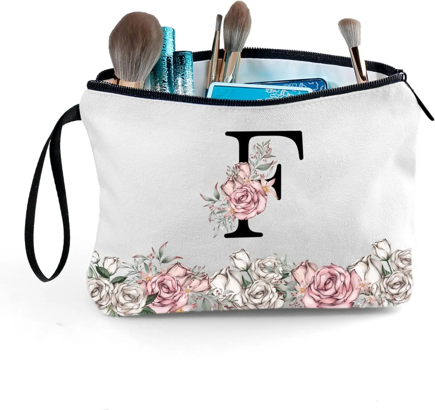 Make Up Bags for Teens,Bridesmaid Gift,Personalized Makeup Bag,Monogrammed Gifts for Women,Small Cosmetic Bag,Initial Makeup Bags for Girls(Letter F)