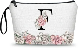 Make Up Bags for Teens,Bridesmaid Gift,Personalized Makeup Bag,Monogrammed Gifts for Women,Small Cosmetic Bag,Initial Makeup Bags for Girls(Letter F)