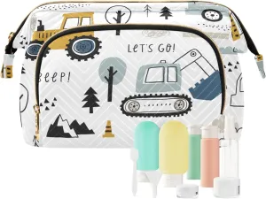 Makeup Bag Cosmetic Bag, Machinery Truck Large Capacity Travel Pouch Makeup Case Organizer for Women Toiletry Bag with Zipper for Ladies Girls