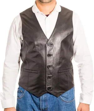 Man Traditional Classic Smart Vest Waistcoat Suede and Leather Black Brown Green