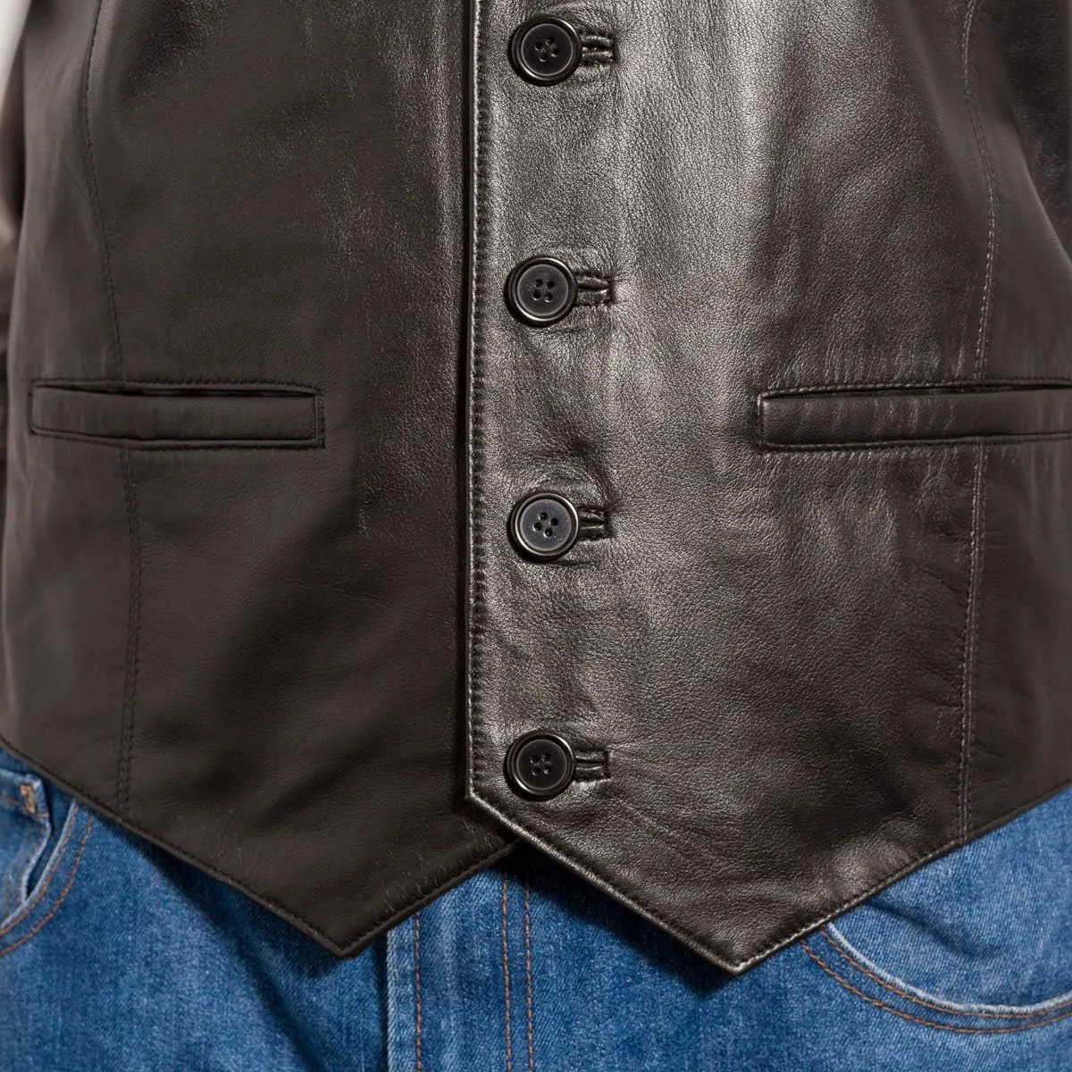 Man Traditional Classic Smart Vest Waistcoat Suede and Leather Black Brown Green