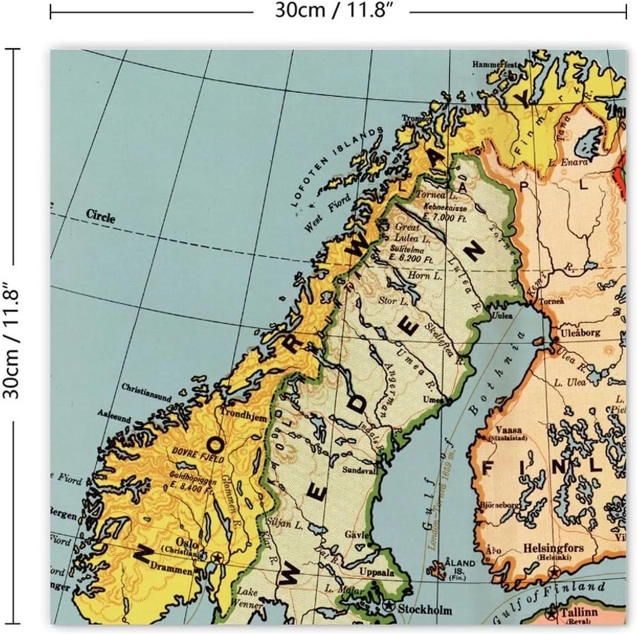 Map Norway Framed Canvas Pictures Print World Geographical Distribution Country Canvas Wall Art Decor Shelf Décor Housewarming Gift for Indoor Home Living Room 12x12 Inch