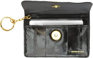 MARSHAL Eel Skin Soft Leather Change Purse Coin Wallet with Key Ring