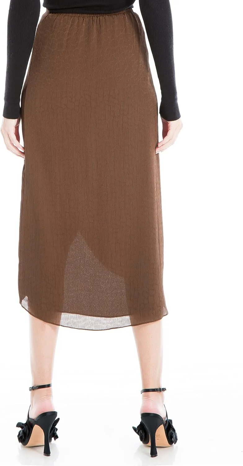 Max Studio Women's Satin Fuax Wrap Skirt