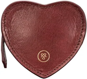 Maxwell Scott - Personalized Womens Luxury Leather Small Heart-Shaped Coin Wallet Purse - The Mirabella - Burgundy Red