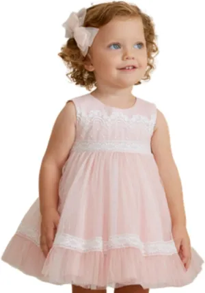 Mayoral Baby Girls Rose Dress with Tulle and LACE Overlay Size 18 Months