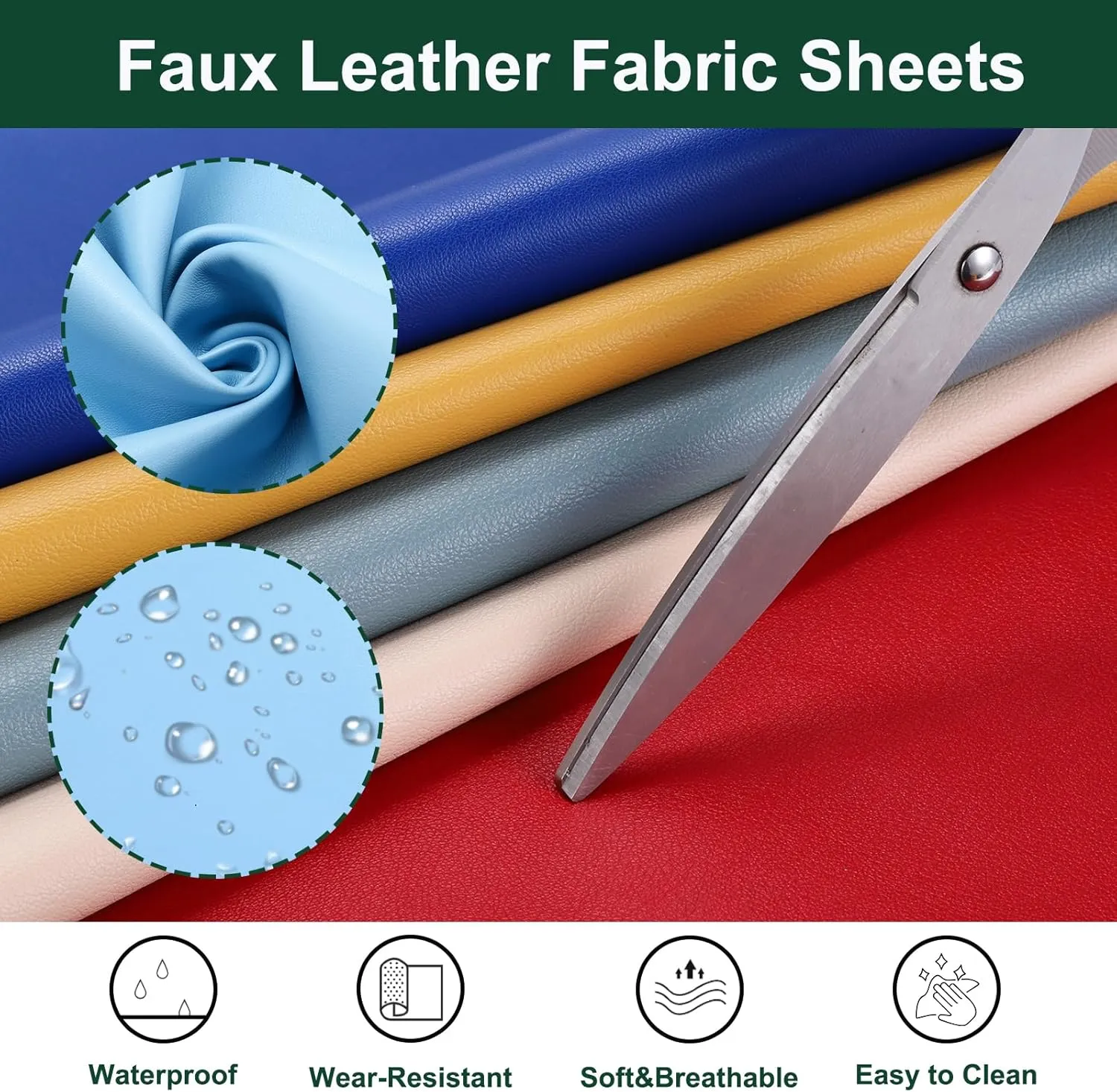 MECCANIXITY Faux Leather Sheets, 12x53 Inch (30x135cm) Smooth Solid PU Leather Fabric Roll for DIY Handmade Craft Sewing Bowing Earrings, Blue/White