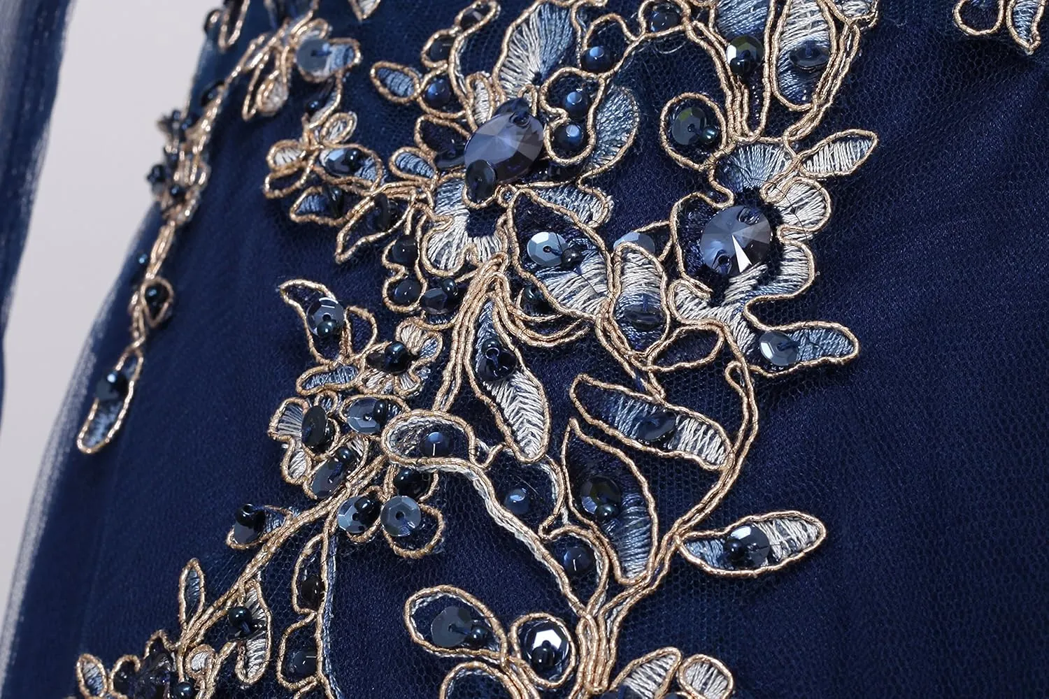 Meier Women's Illusion Long Sleeve Embroidery Prom Formal Dress