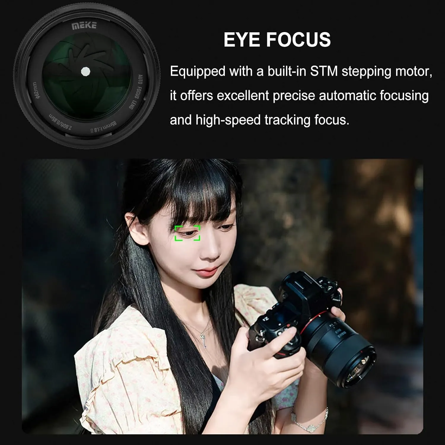 Meike 85mm f1.8 Pro II E-Mount STM Full Frame Medium Telephoto Auto Focus Prime Portrait Lens for Sony E-Mount Cameras A7R A74 A7R4 A7C A7III A7RII A7RIII A7SIII A7SII A9 A6600 A6500 A6400 A6300