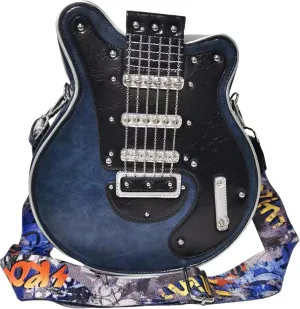 Men and Women Guitar Shaped Crossbody Shoulder Bag PU Leather Unique Novelty Guitar Purse