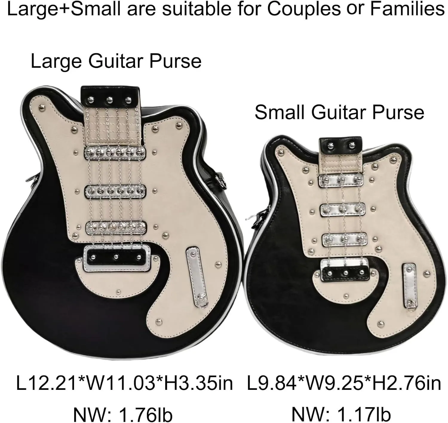 Men and Women Guitar Shaped Crossbody Shoulder Bag PU Leather Unique Novelty Guitar Purse