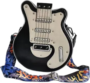 Men and Women Guitar Shaped Crossbody Shoulder Bag PU Leather Unique Novelty Guitar Purse