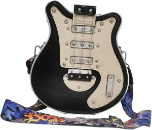 Men and Women Guitar Shaped Crossbody Shoulder Bag PU Leather Unique Novelty Guitar Purse