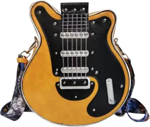 Men and Women Music Guitar Shaped Crossbody Shoulder Bag PU Leather Unique Novelty Guitar Purse