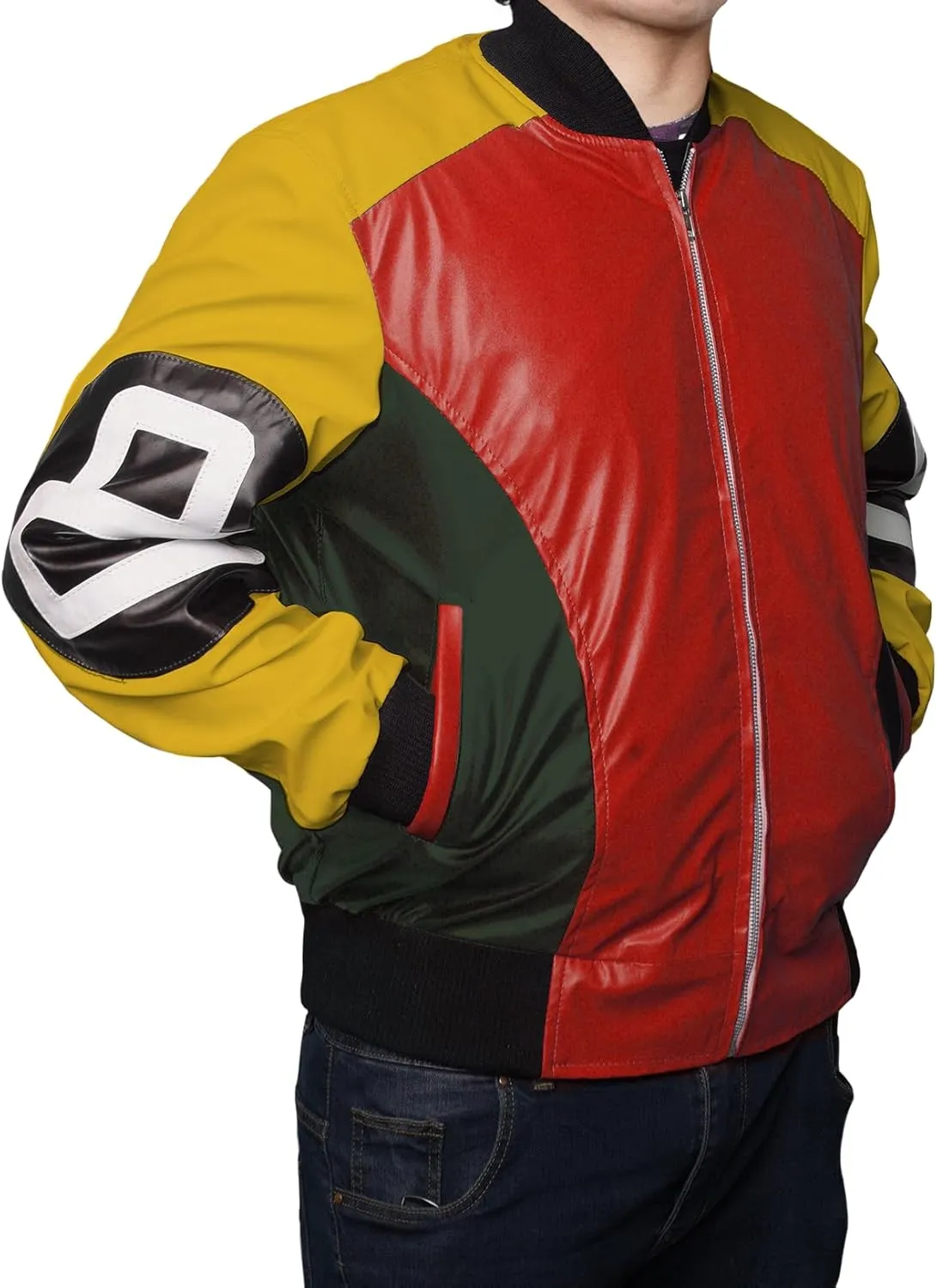 Mens 8 Ball Pool Billiard Bomber Lightweight Casual Stylish Fashion 80s 90s Retro Zip Up Faux Leather Jacket