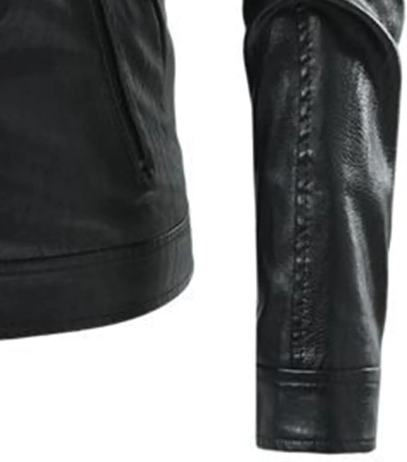 Men's Faux Zip-Up Slim Armor Leather Jacket Stand Collar PU Motorcycle Biker Outerwear Long Sleeve Coat Jackets