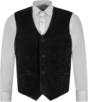 Mens Genuine Suede Leather Waistcoat Western Vest Coat Cowboy Black Classic Jacket V034
