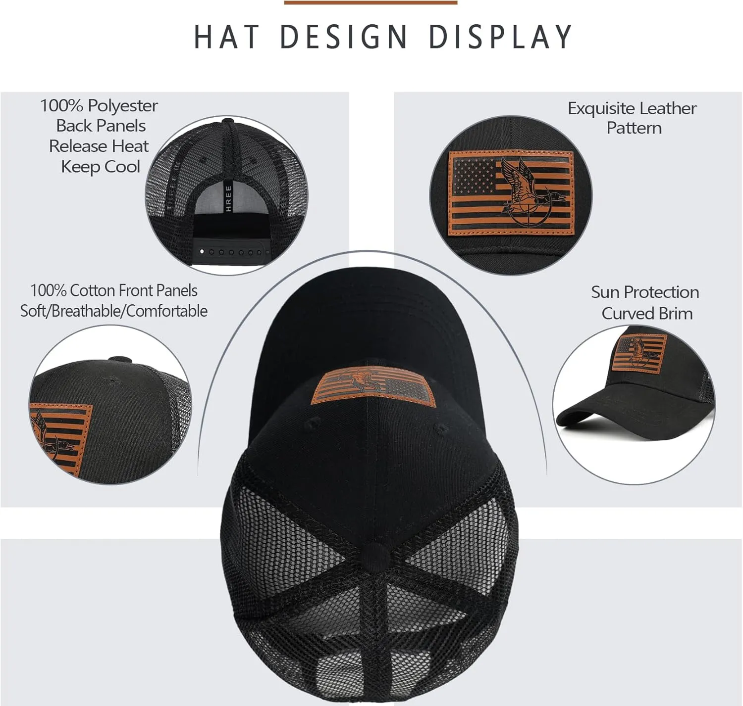 Men's Hat Gifts for Dad Husband Grandpa Father's Day Christmas Birthday Gifts Trucker Hat Leather Pattern Baseball Cap