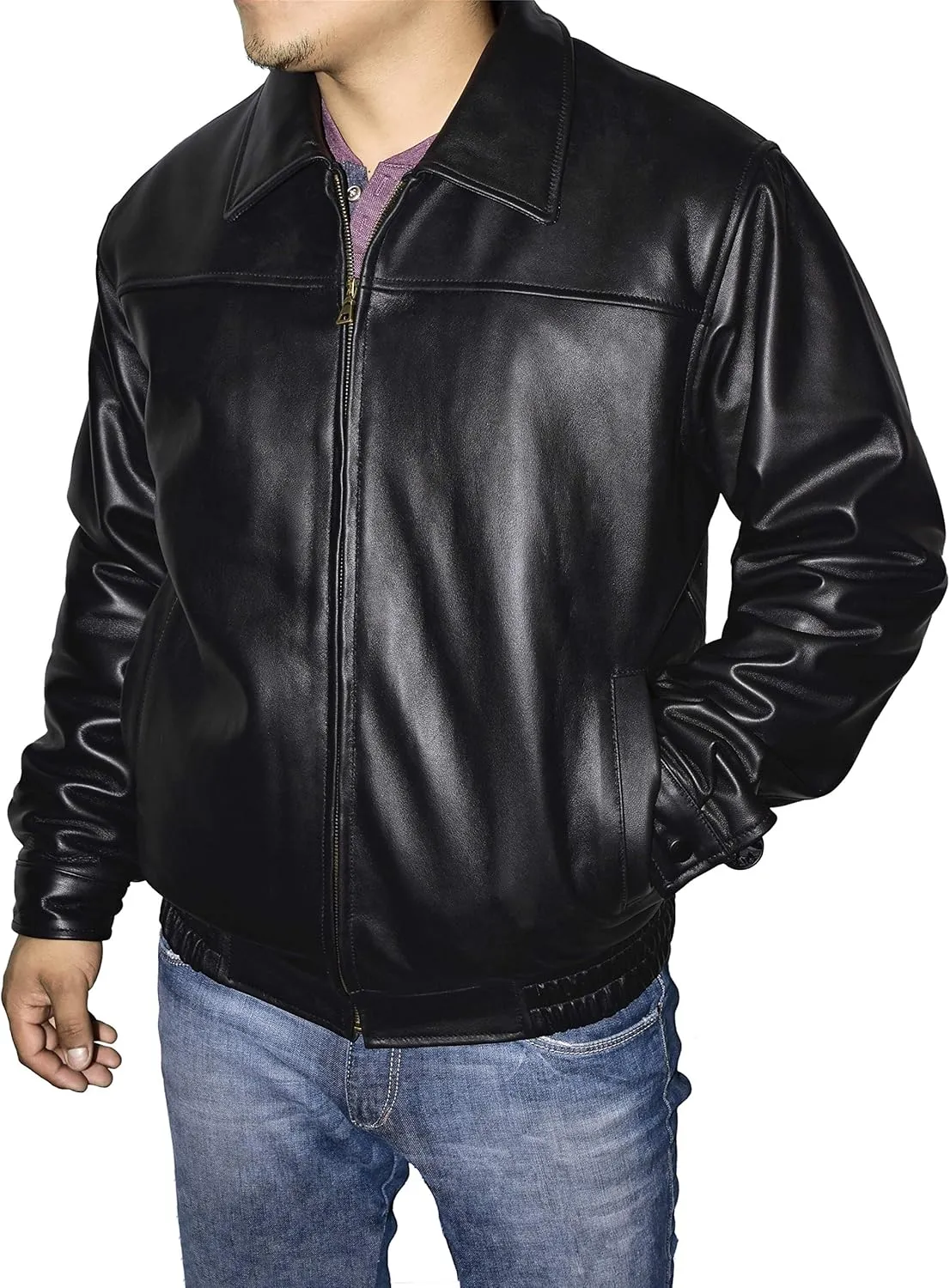 Mens Leather Jacket Mens Genuine Leather Bomber Jacket Motorcycle Jacket With Zip Out Liner