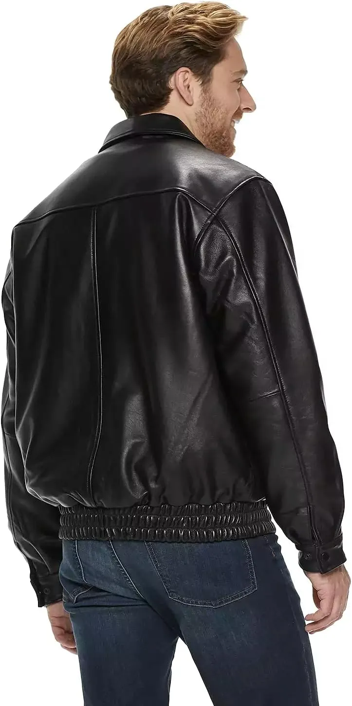 Mens Leather Jacket Mens Genuine Leather Bomber Jacket Motorcycle Jacket With Zip Out Liner