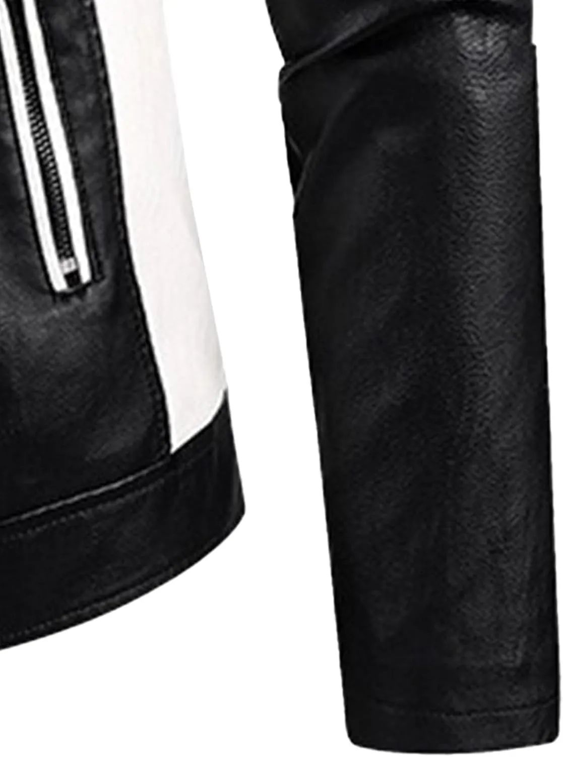 Men's Stand Collar PU Motorcycle Jacket Biker Riding Long Sleeve Coat Jackets Faux Zip-Up Slim Armor Leather Outerwear