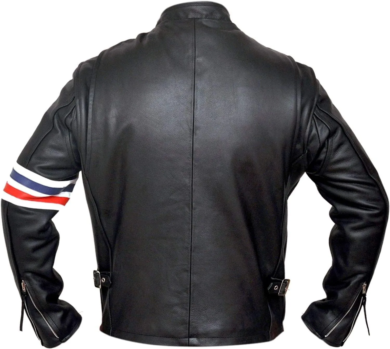 Men’s Vintage Cafe Racer Easy Motorcycle Rider American Star USA Flag Biker Black Leather Jacket