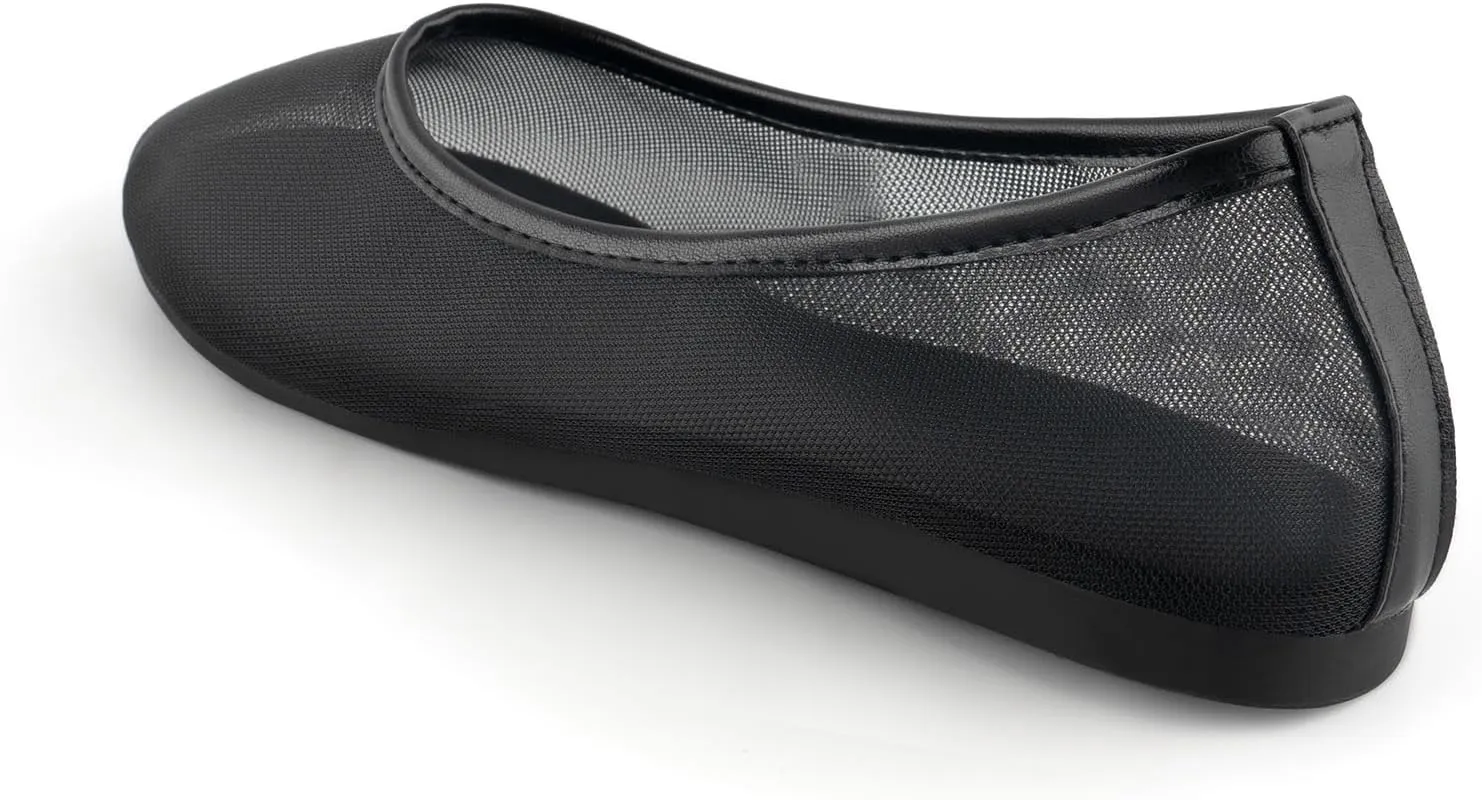 Mesh Ballet Flats for Women,Round Toe Tulle Breathable Ballerina Shoes,Slip on Comfortable Fashion Casual Daily Dress Shoes