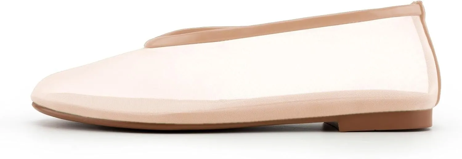 Mesh Ballet Flats for Women,Round Toe Tulle Breathable Ballerina Shoes,Slip on Comfortable Fashion Casual Daily Dress Shoes
