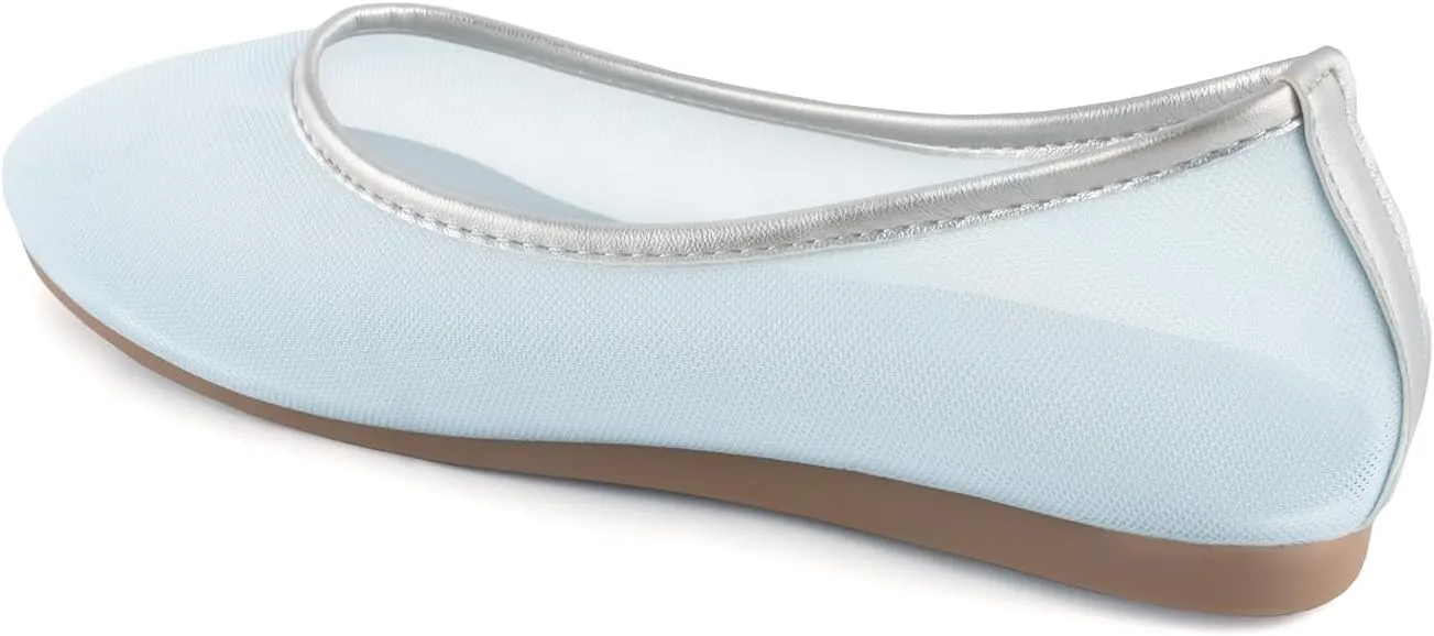 Mesh Ballet Flats for Women,Round Toe Tulle Breathable Ballerina Shoes,Slip on Comfortable Fashion Casual Daily Dress Shoes