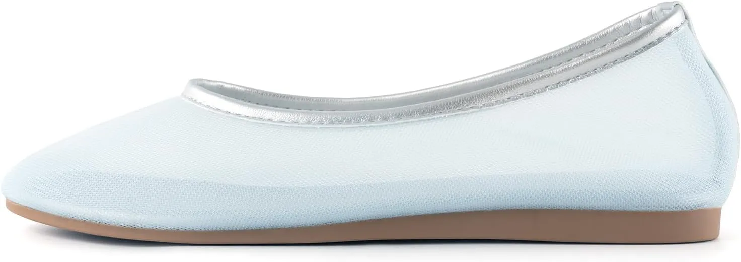 Mesh Ballet Flats for Women,Round Toe Tulle Breathable Ballerina Shoes,Slip on Comfortable Fashion Casual Daily Dress Shoes