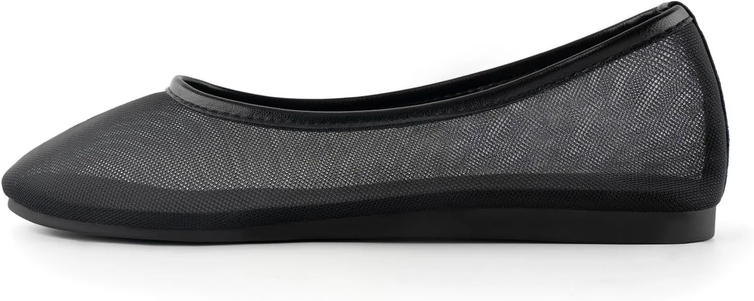Mesh Ballet Flats for Women,Round Toe Tulle Breathable Ballerina Shoes,Slip on Comfortable Fashion Casual Daily Dress Shoes