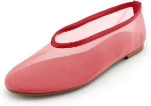Mesh Ballet Flats for Women,Round Toe Tulle Breathable Ballerina Shoes,Slip on Comfortable Fashion Casual Daily Dress Shoes