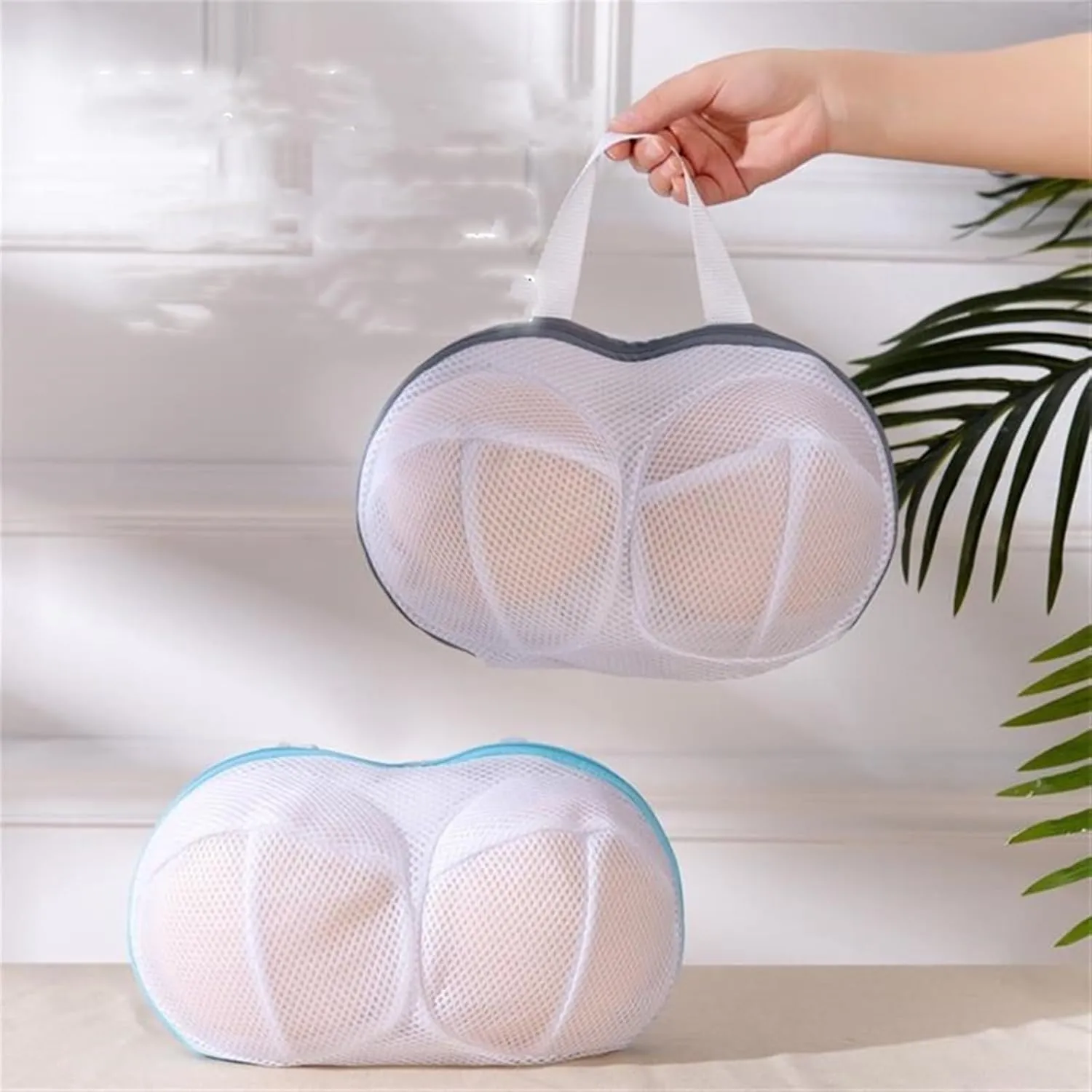 Mesh Laundry Bags，Washing Machine Wash Bags， 2pcs Brassiere Use Travel Protection Mesh Machine Wash Cleaning Bra Pouch Washing Bags Net Underwear Anti Deformation(Blue)