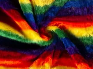 Minerva Rainbow Faux Fur Fabric Multicoloured - per Yard