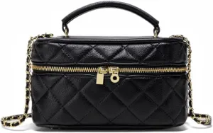 Mini Quilted Square Box Bag Crossbody Handbag With Metal Chain Strap for Women