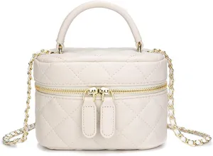 Mini Quilted Square Box Bag Crossbody Handbag With Metal Chain Strap for Women