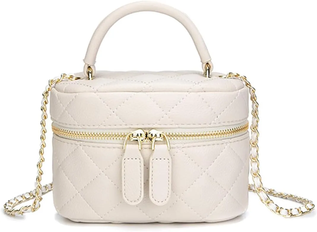 Mini Quilted Square Box Bag Crossbody Handbag With Metal Chain Strap for Women