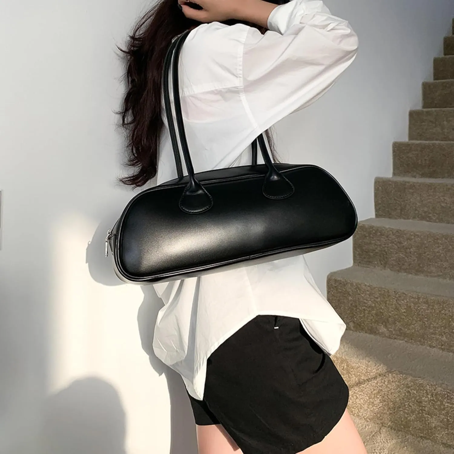 Minimalist Solid Color Bag,Unique Single Shoulder & Hand Carry, Trendy Small Square PU Armpit Purse for Women