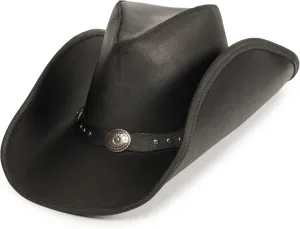 Minnetonka Silverton Dude Hat - Leather Cowboy Hat Handcrafted with Metal Conchos