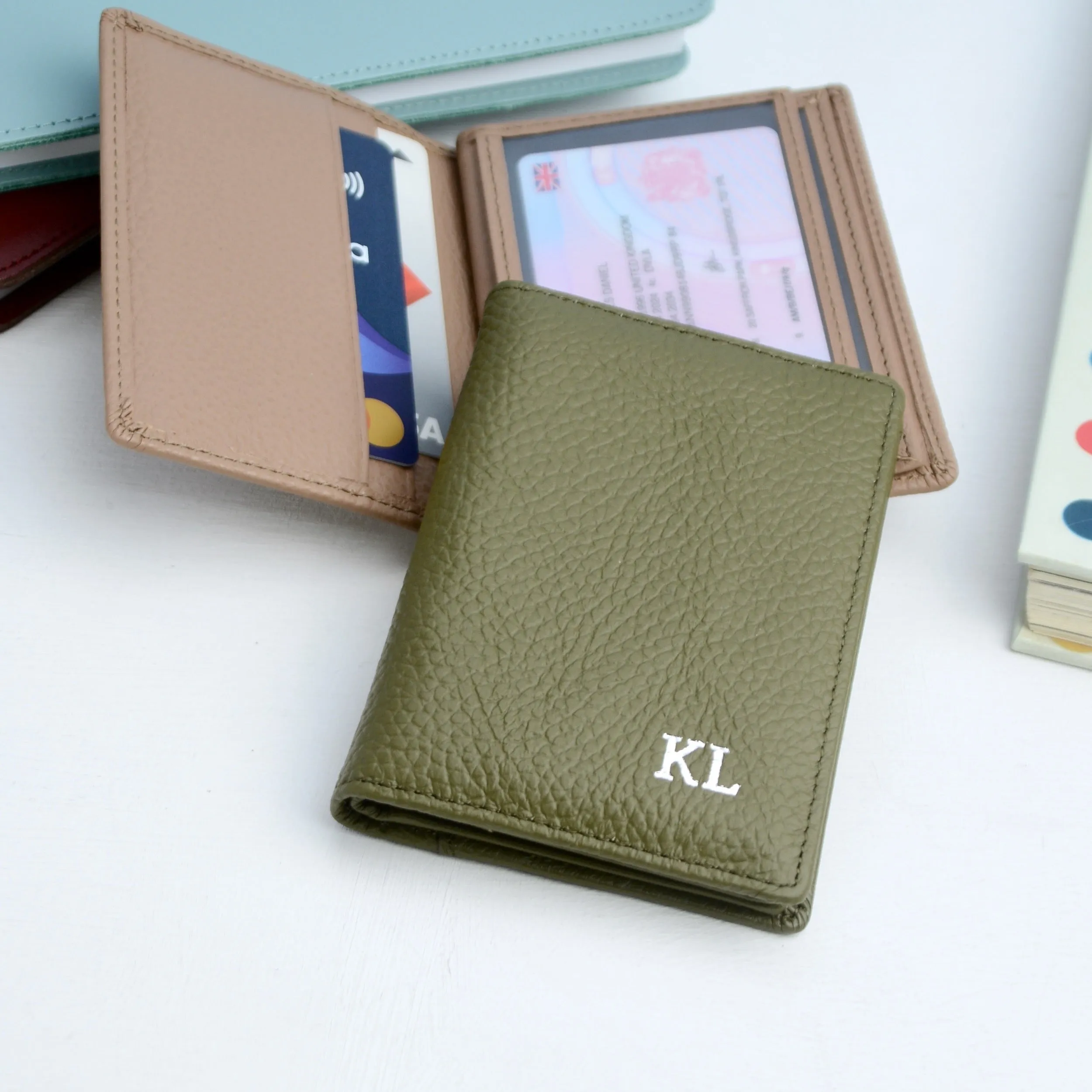 Monogram Leather Credit Card Holder Wallet