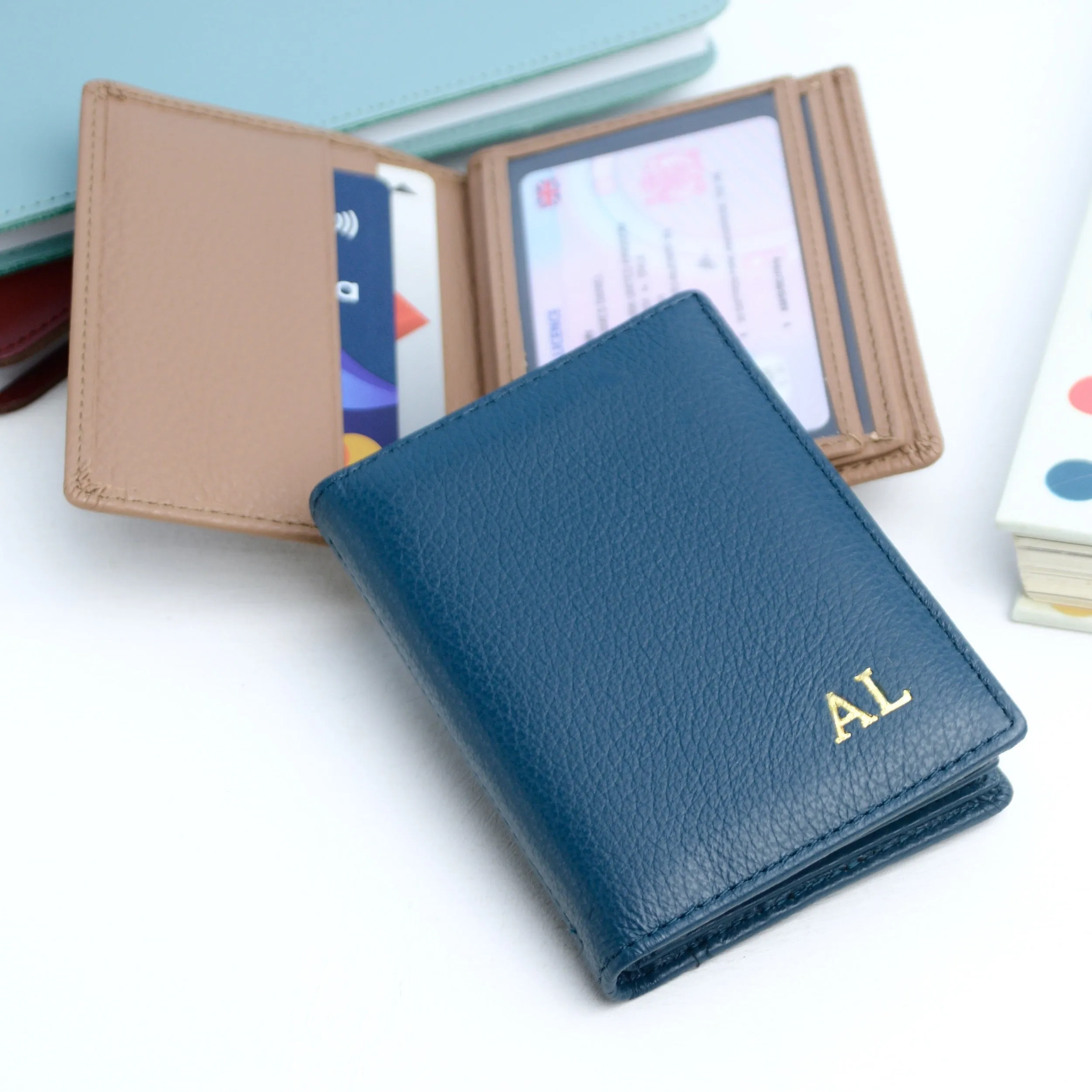 Monogram Leather Credit Card Holder Wallet