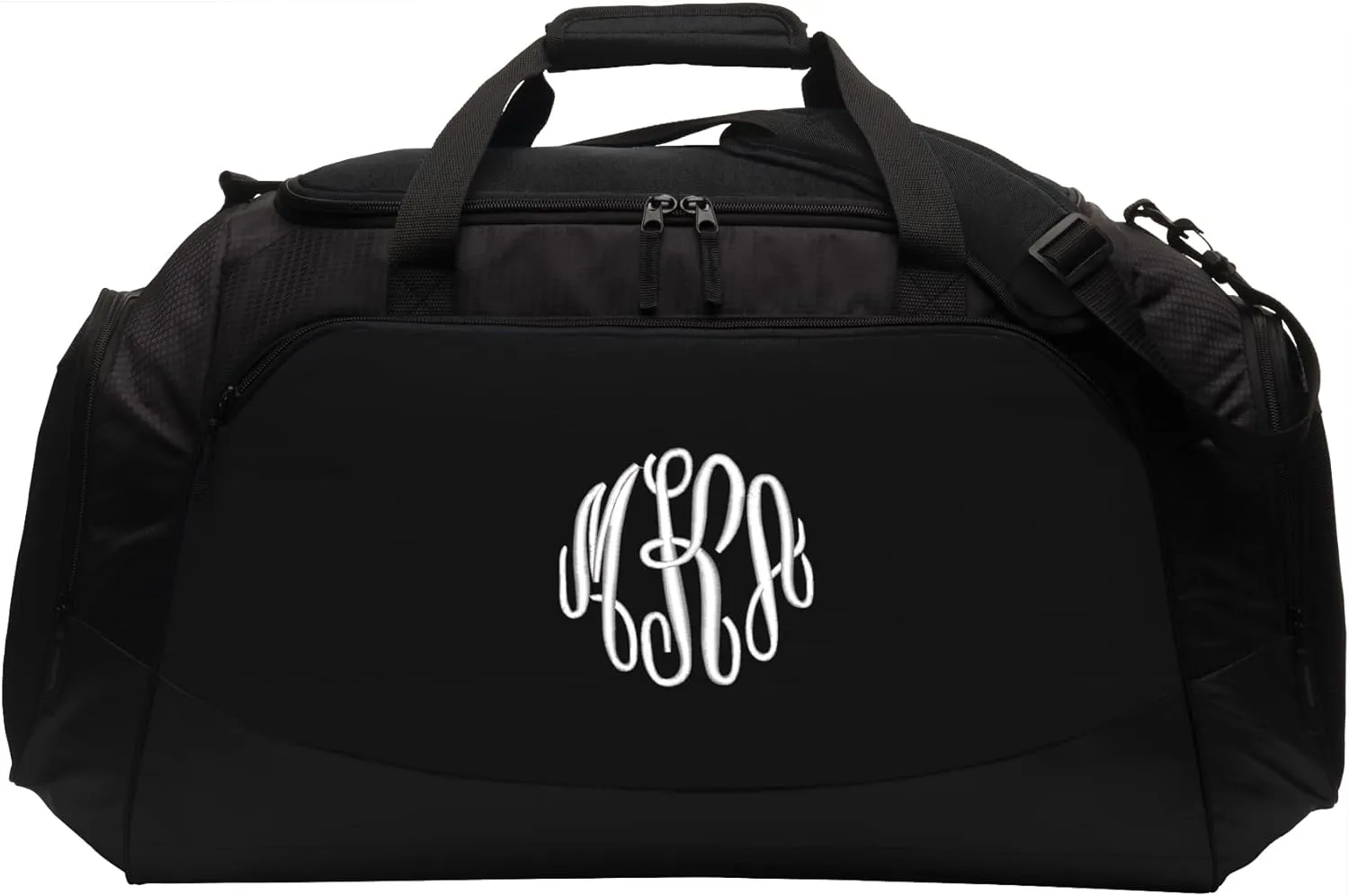 Monogrammed Duffel Bag, Large Travel Tote, Athlete Gift, Oversized Custom Bag Personalized Initials, Black