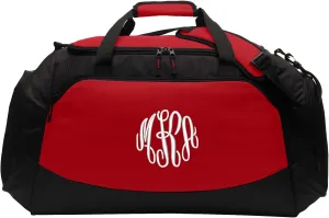 Monogrammed Duffel Bag, Large Travel Tote, Athlete Gift, Oversized Custom Bag Personalized Initials, Red