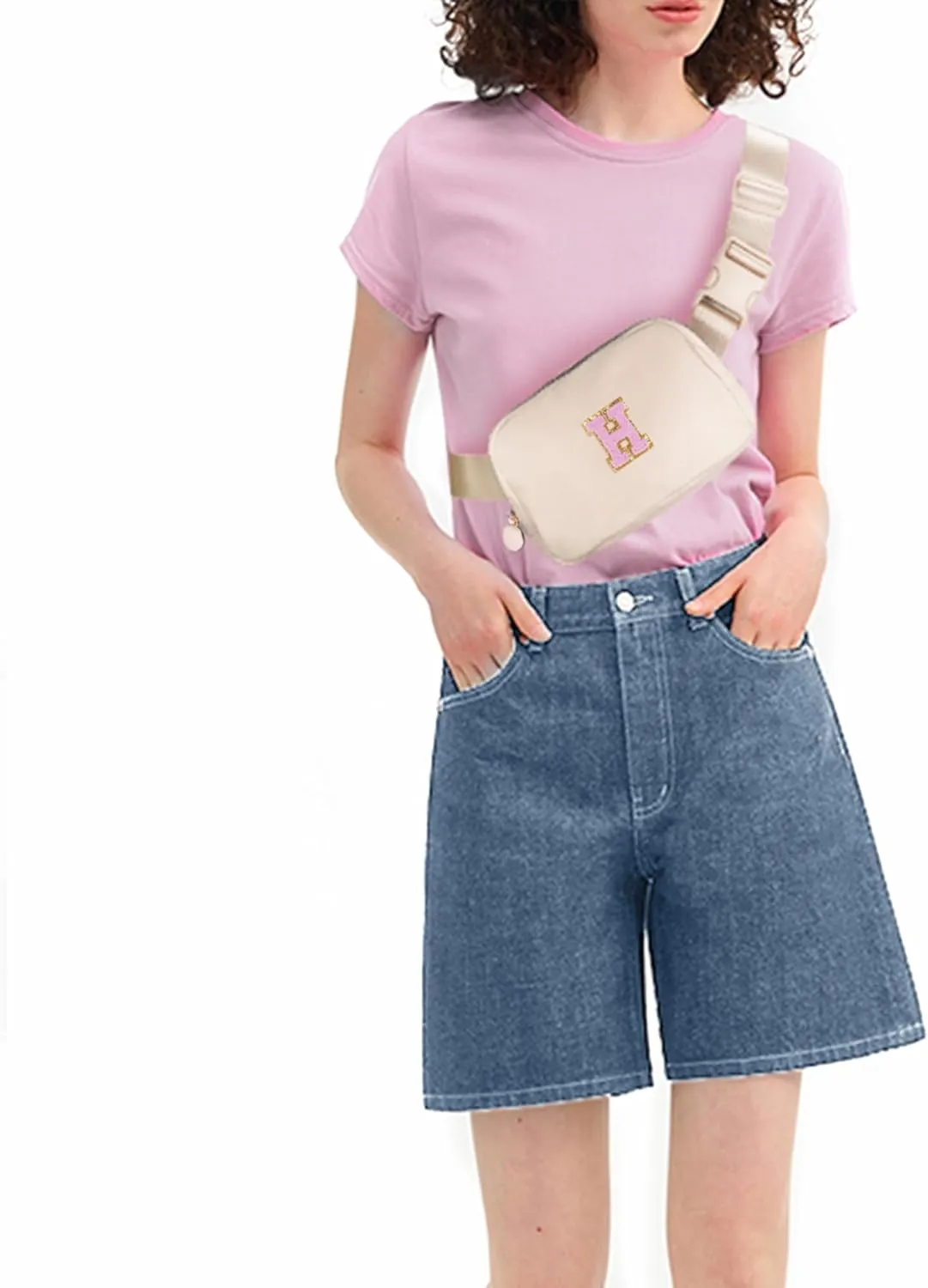 Monogrammed Gifts for Women - Fanny Pack for Kids Teen,Crossbody Bag for Women Trendy Everywhere Belt Bag Fashion Monogrammed Crossbody Bag Waist Packs | Cream,H